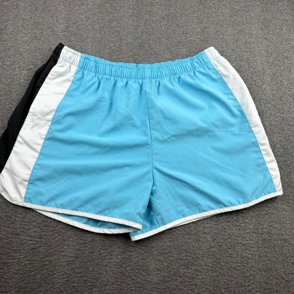 Nike Women's XL Blue White Black Athletic Running Shorts Elastic Back Pocket